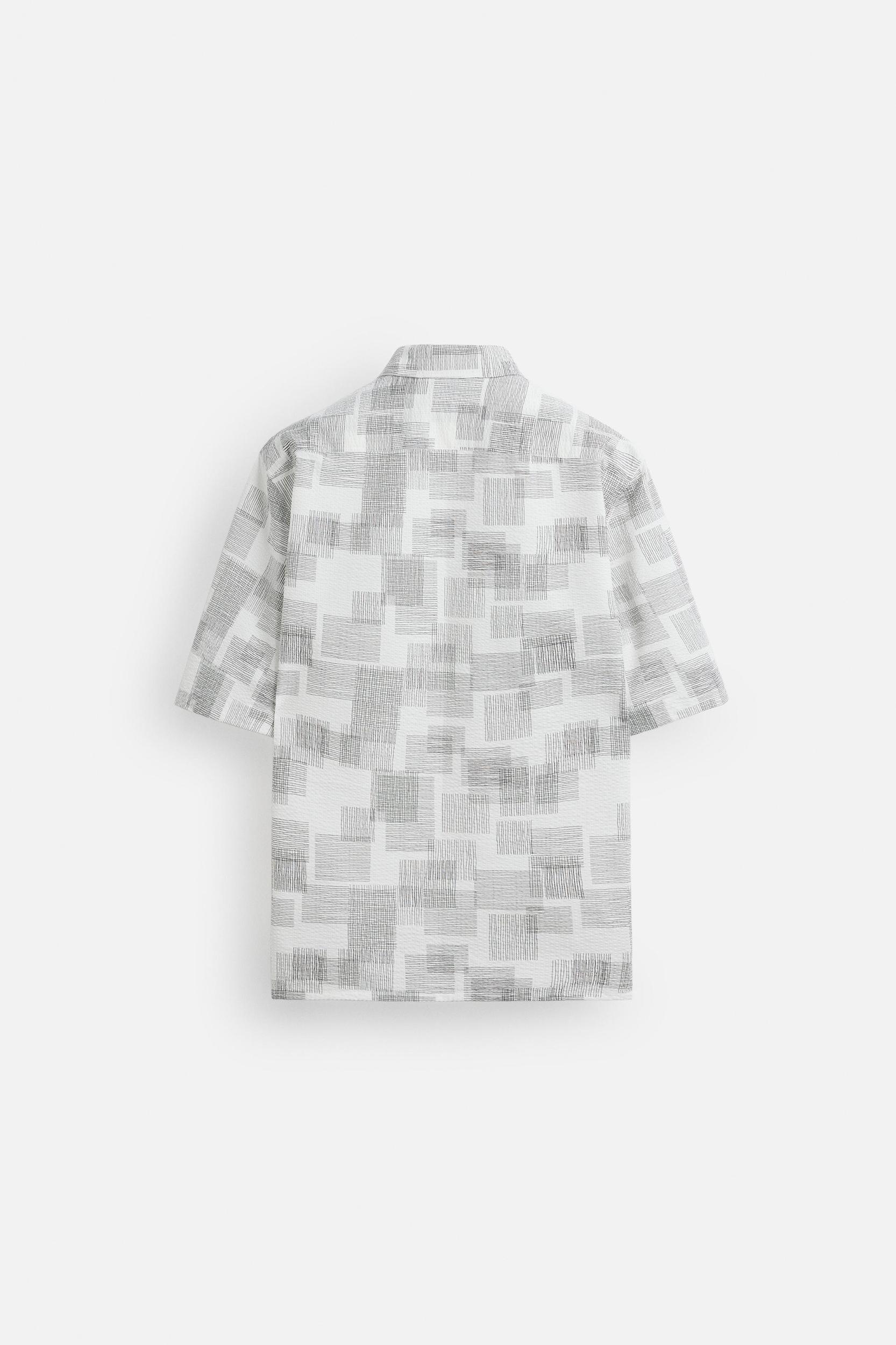 SEERSUCKER ABSTRACT PRINT SHIRT Product Image