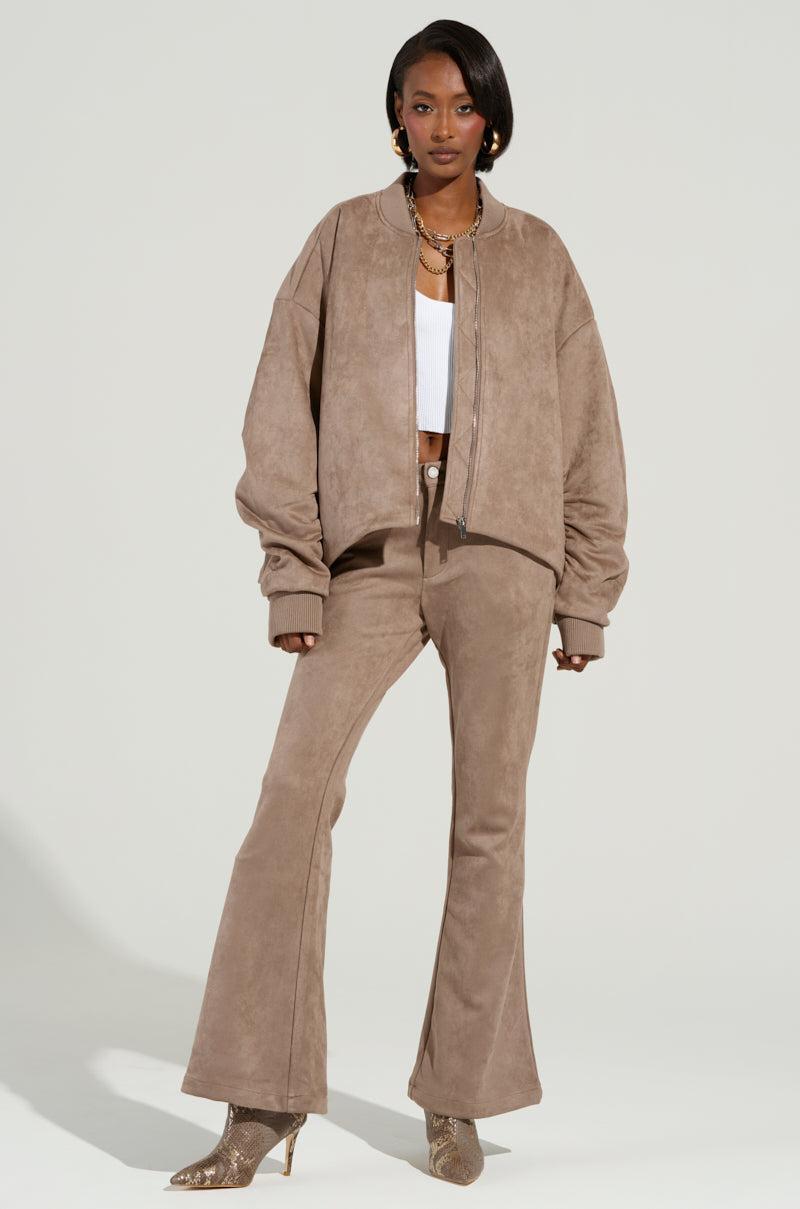 SOFIA FAUX SUEDE FLARE PANTS Product Image