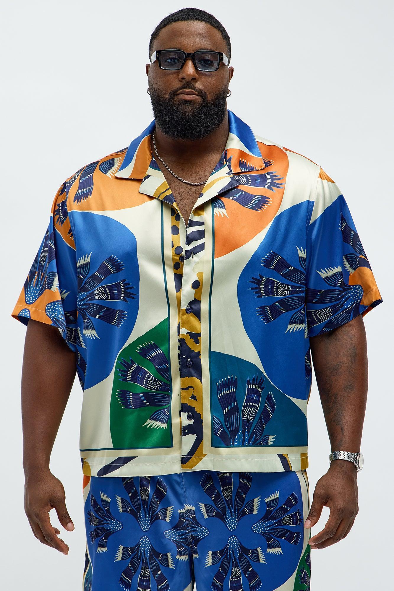 Relaxed Sea Vibe Cuban Collar Button Up Shirt - Multi Color Male Product Image