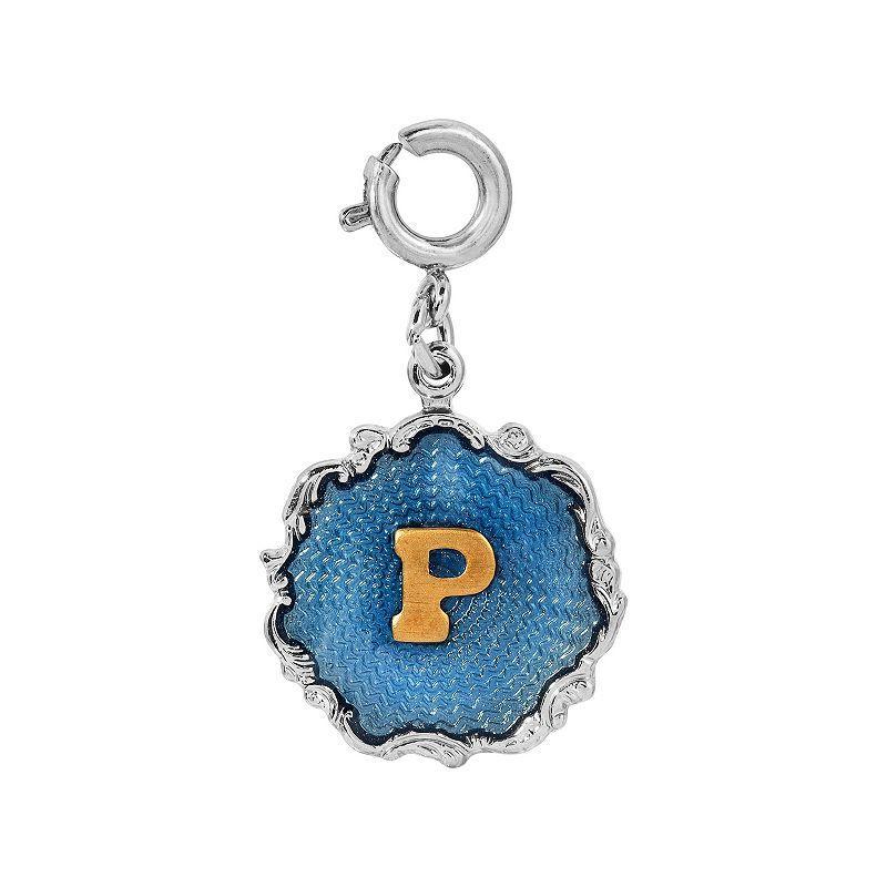 1928 Blue Enamel Initial Charm, Womens, Blue F Product Image