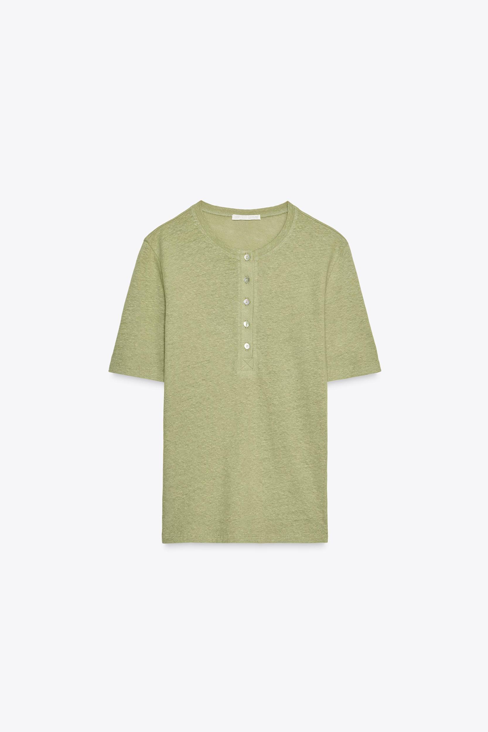 BUTTONED LINEN T-SHIRT Product Image