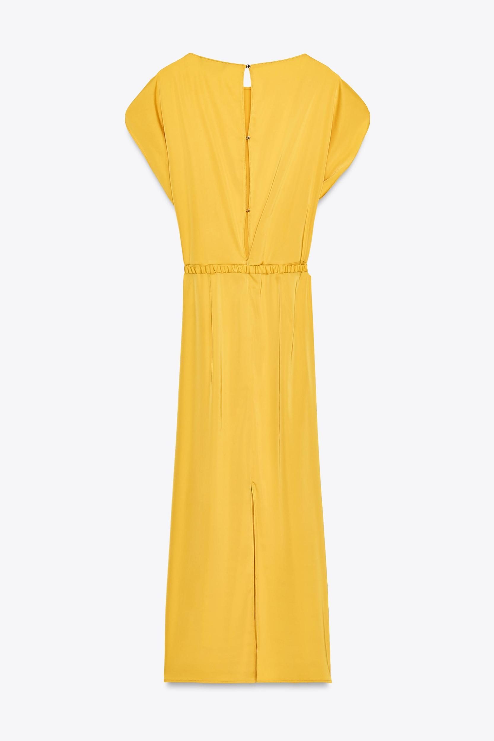 BELTED SATIN EFFECT MIDI DRESS Product Image