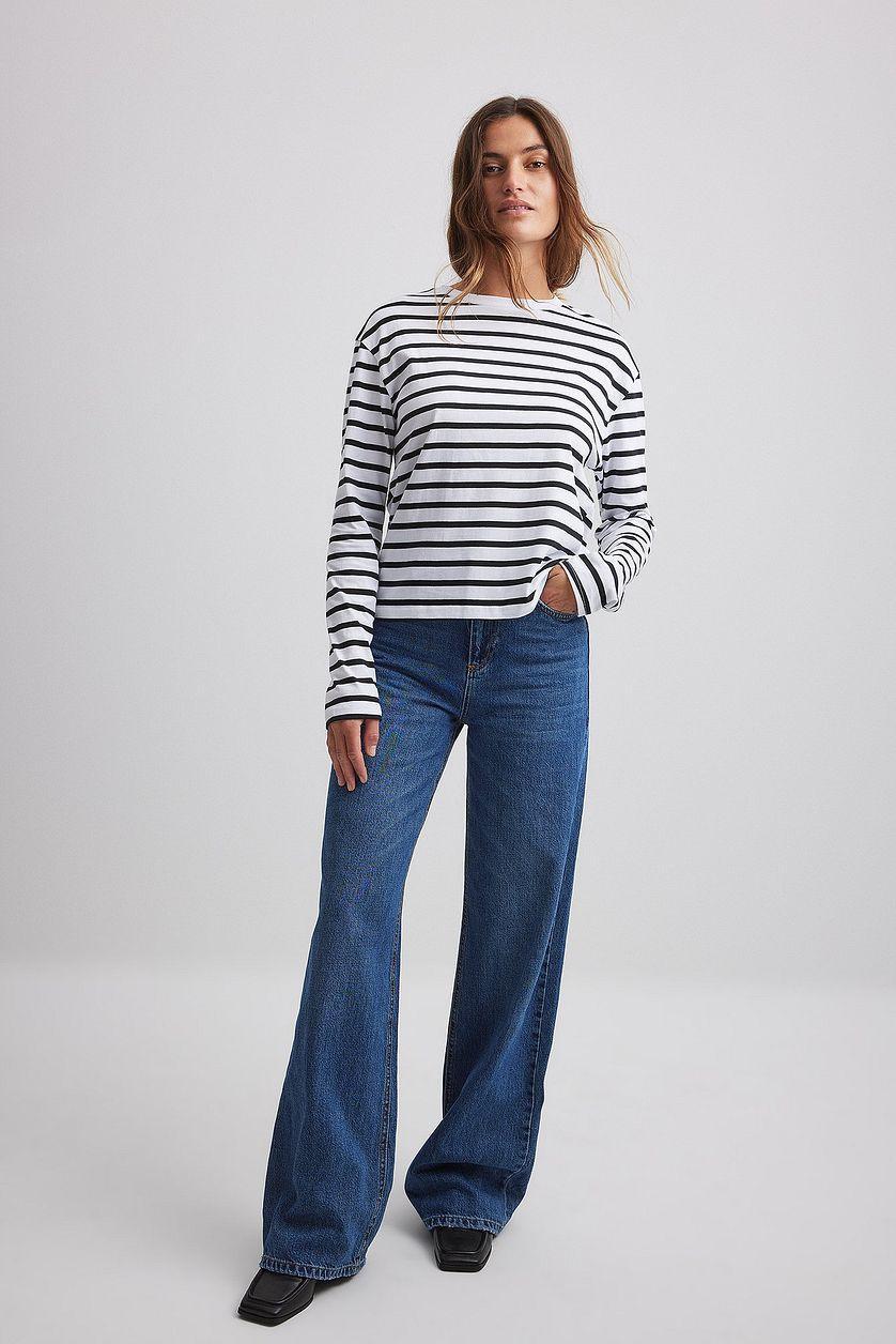 Striped Oversized Long Sleeved Top Product Image