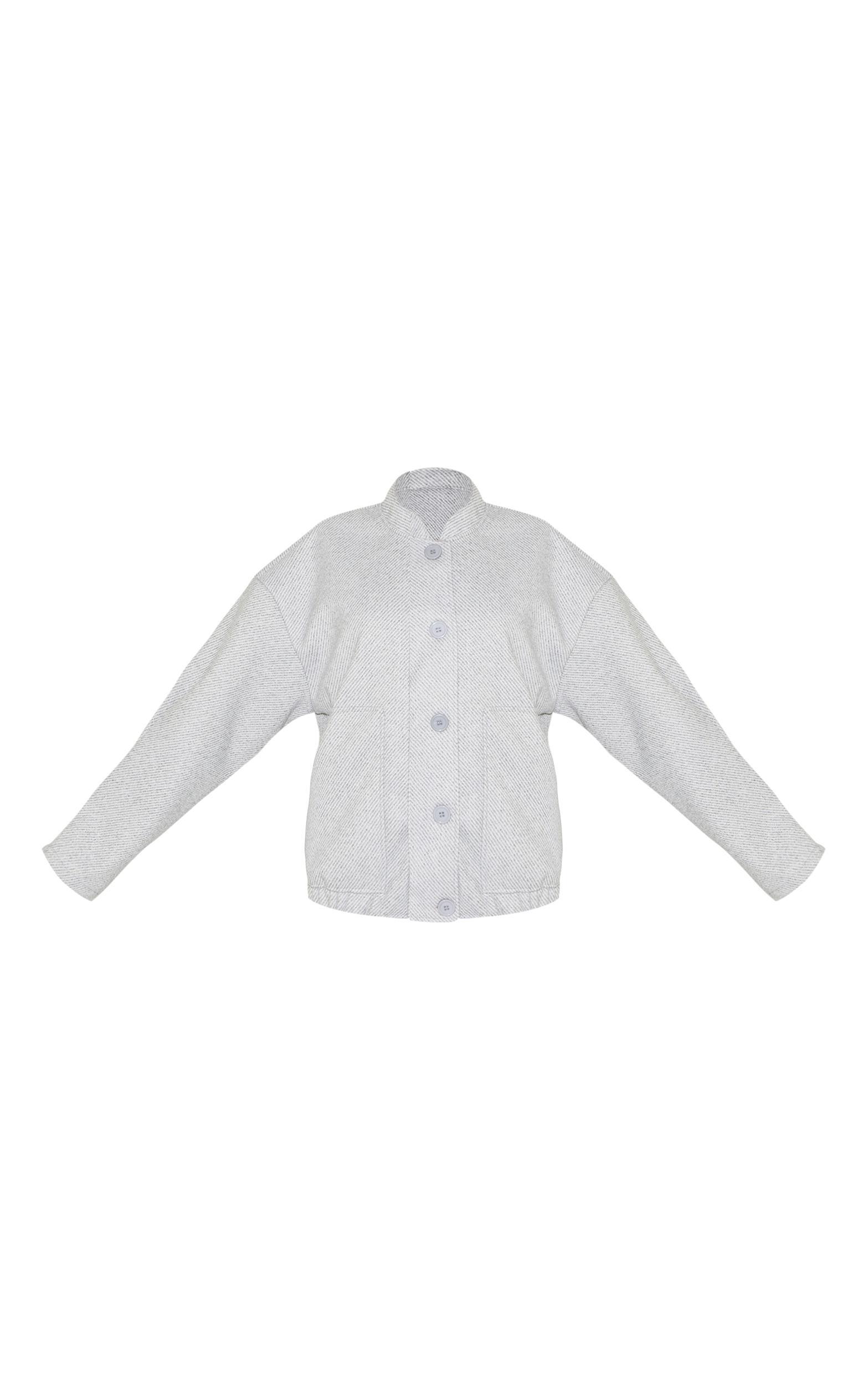 Grey Herringbone Oversized Bomber Product Image