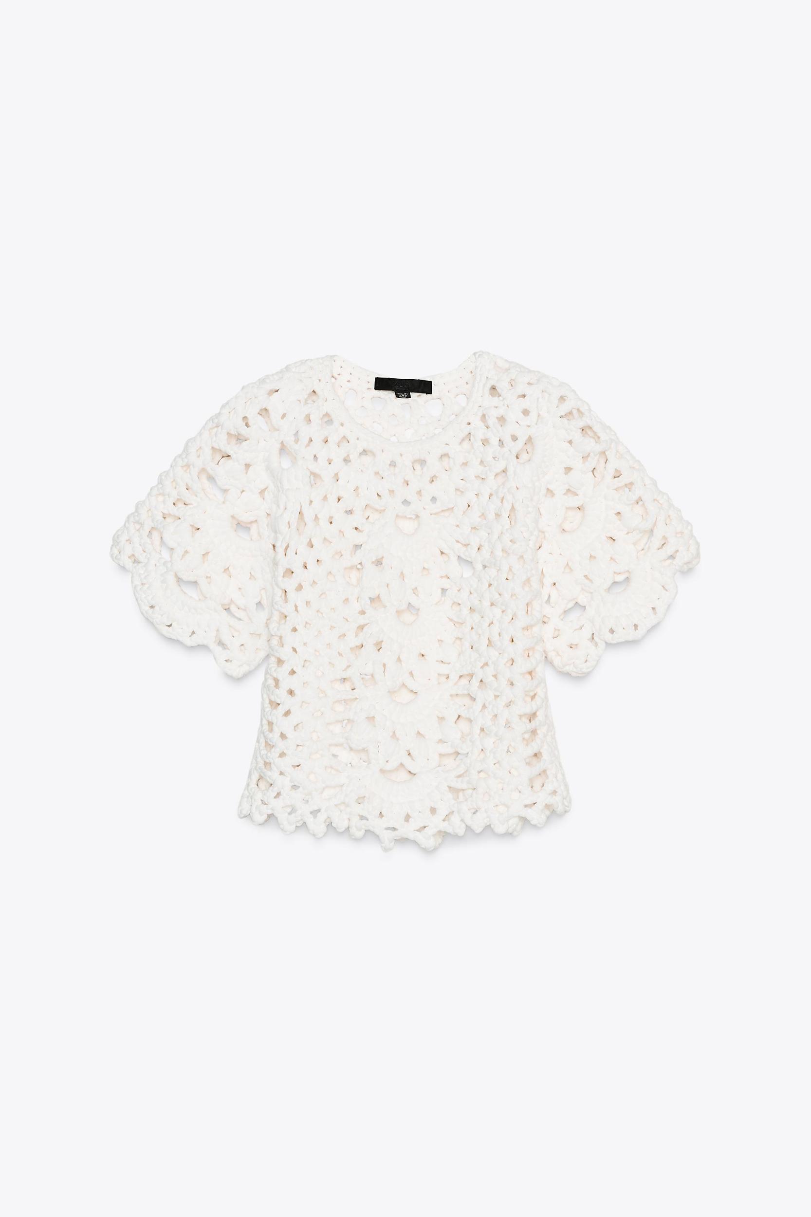 CROCHET KNIT CROP TOP Product Image