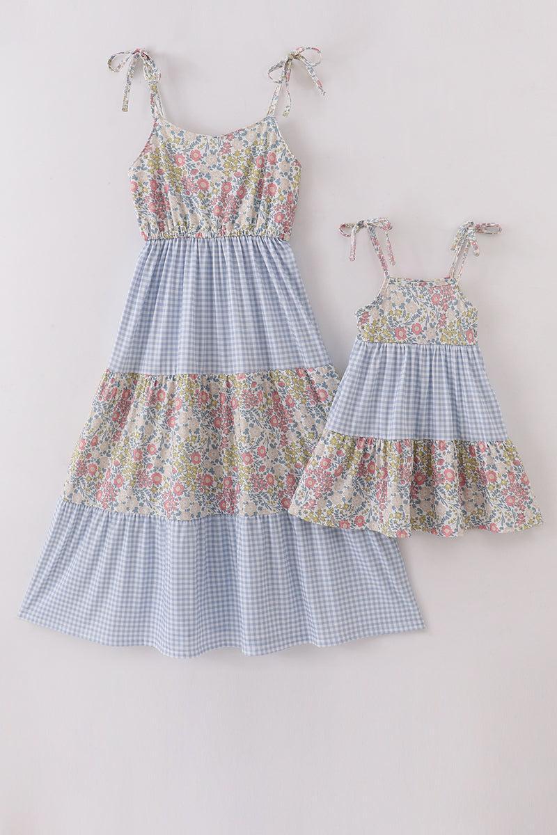 Bow applique print mom&me dress Product Image