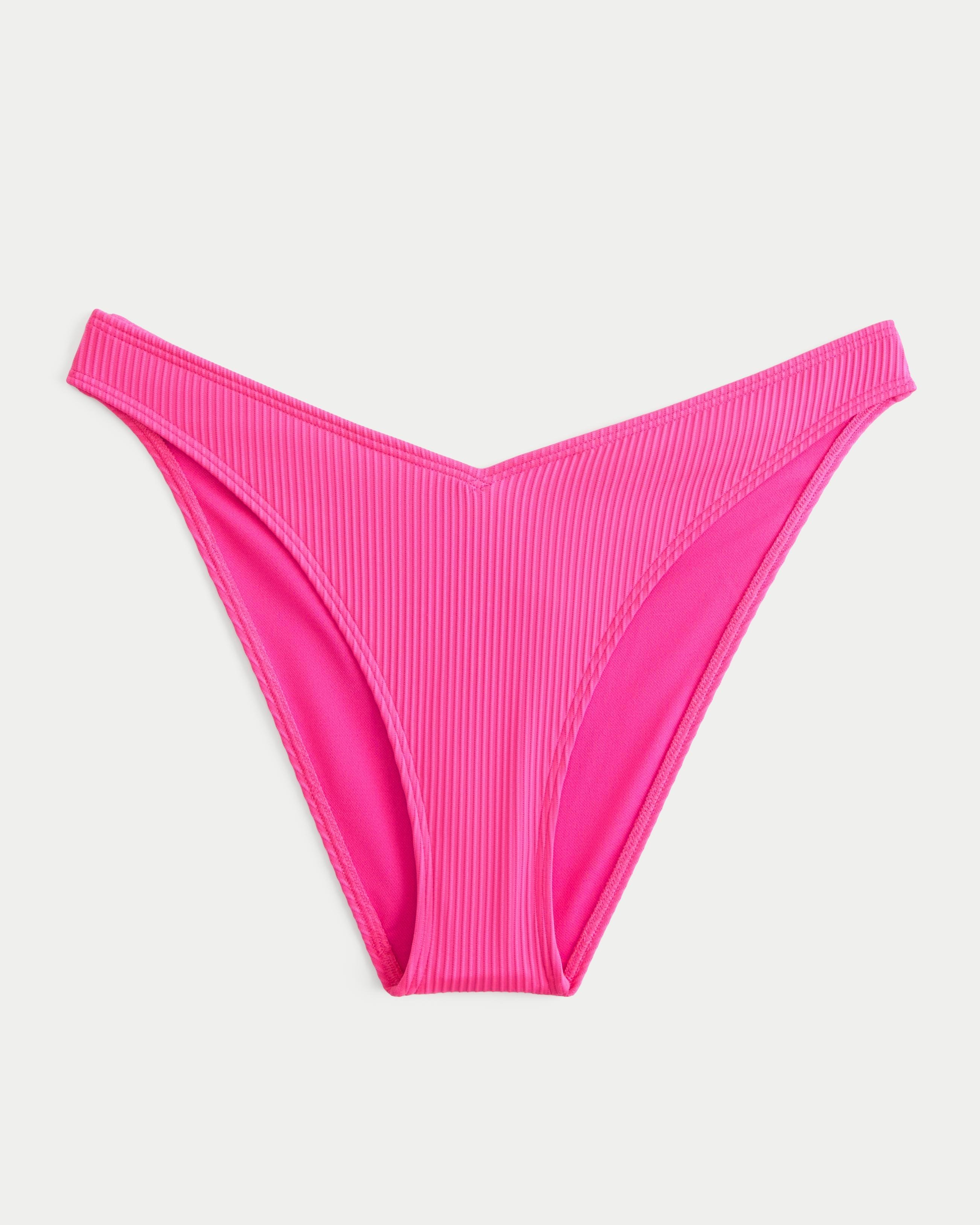 Ribbed High-Leg V-Waist Cheeky Bikini Bottom Product Image