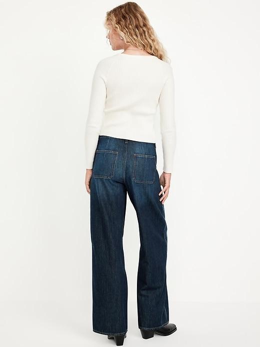 High-Waisted Baggy Wide-Leg Trouser Jeans Product Image