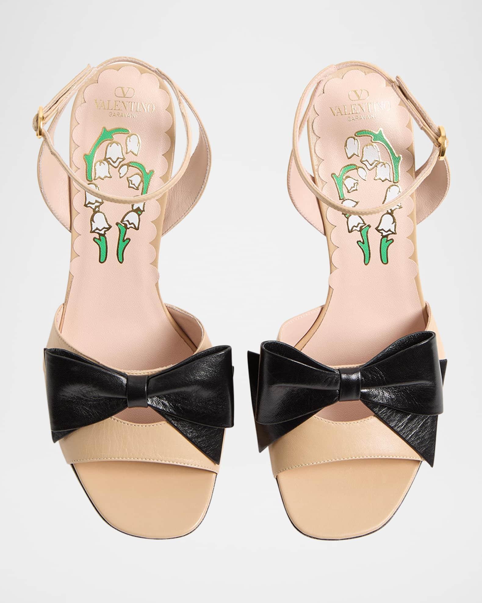 Bowow Leather Bow Ankle-Strap Sandals Product Image