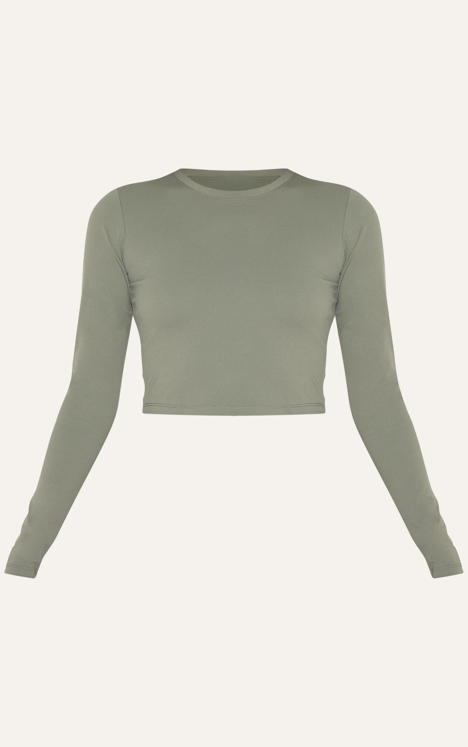 Olive Ultimate Sculpt Long Sleeve Crop Gym Top Product Image