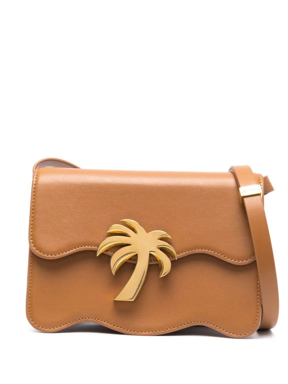 PALM ANGELS Palm Tree Logo Plaque Shoulder Bag In Brown Product Image