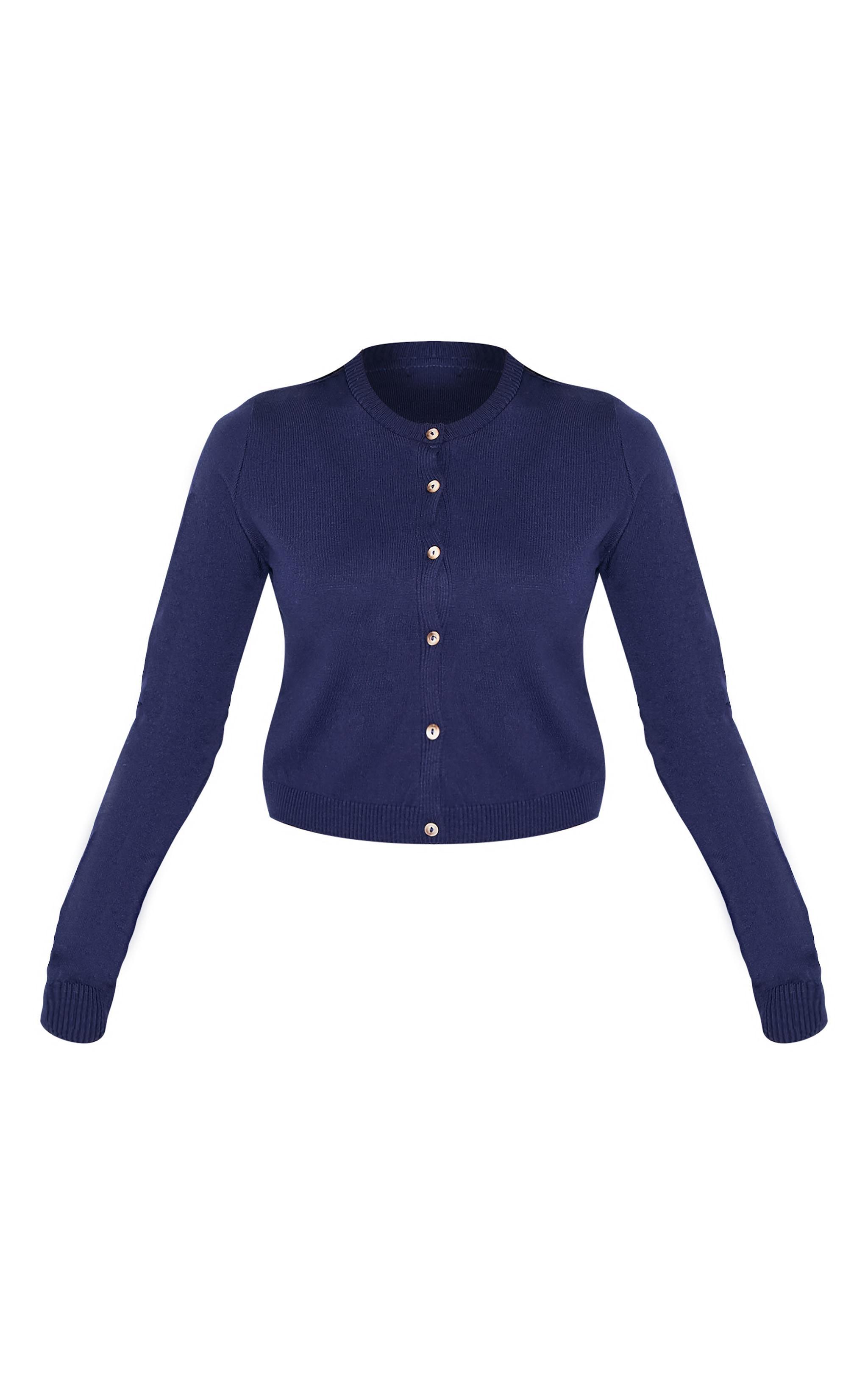 Navy Basic Button Up Knit Cardigan Product Image