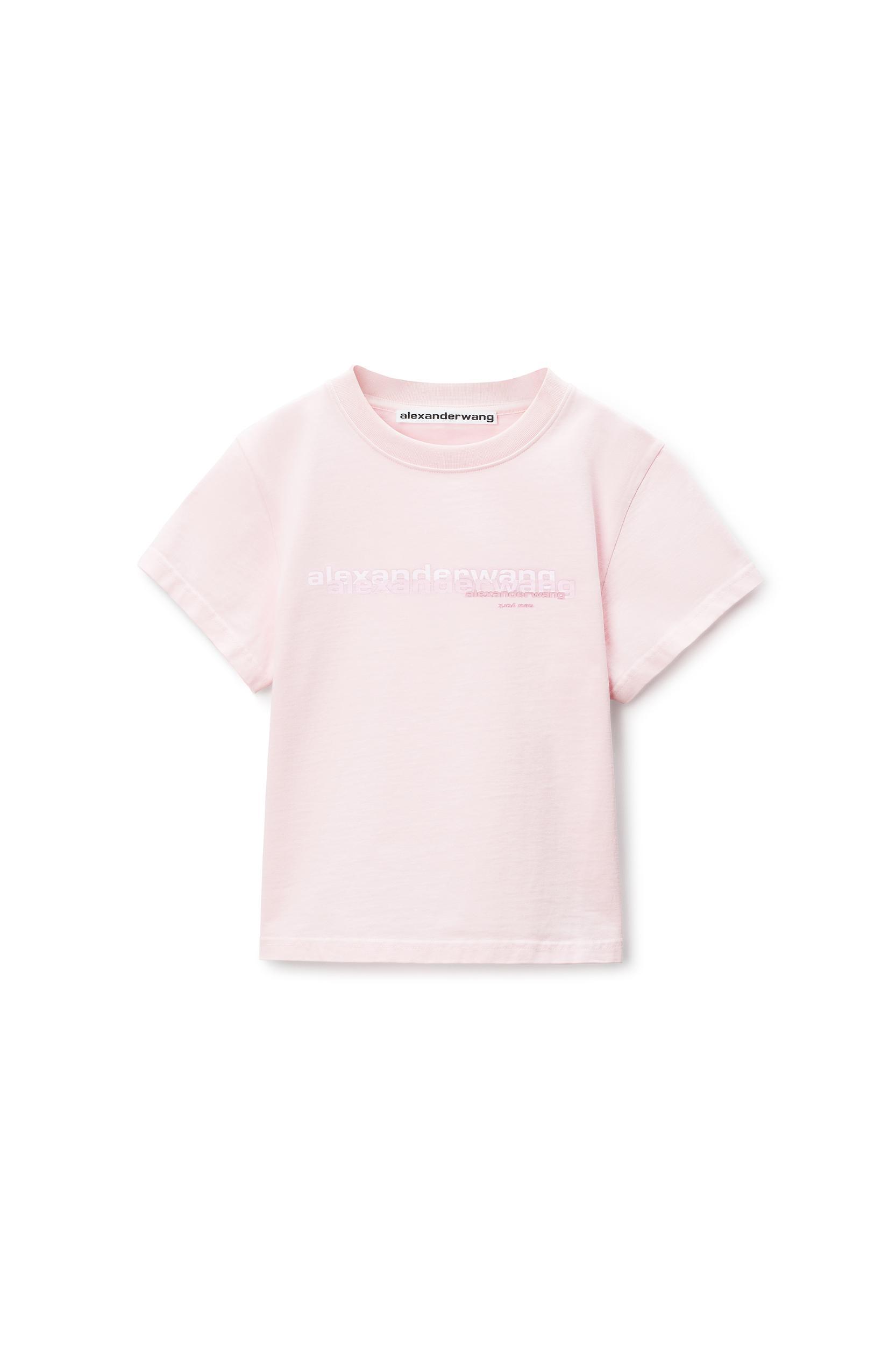 Pink Cotton Shrunken Logo Tee Product Image