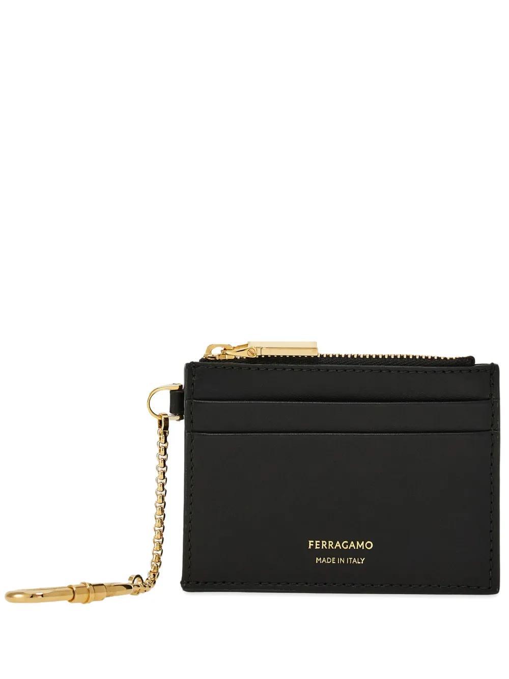 FERRAGAMO Leather Cardholder In Black Product Image