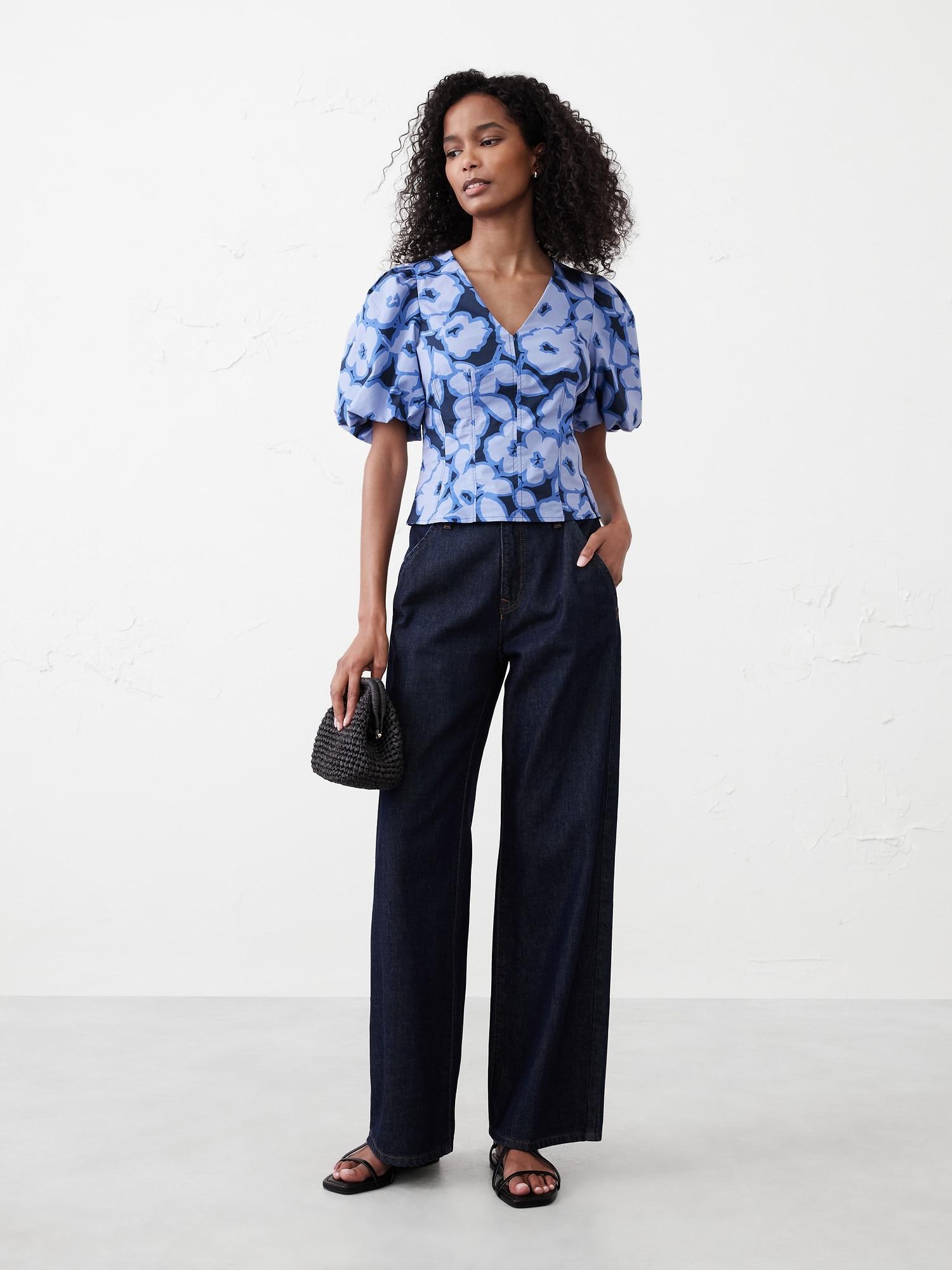 Bubble-Sleeve Seamed Top Product Image