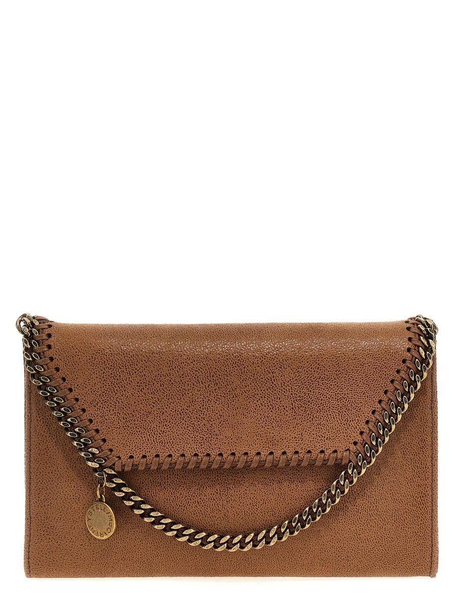 'falabella' Pecan Recycled Polyester Mini 'crossbody' Clutch Woman In Brown Product Image