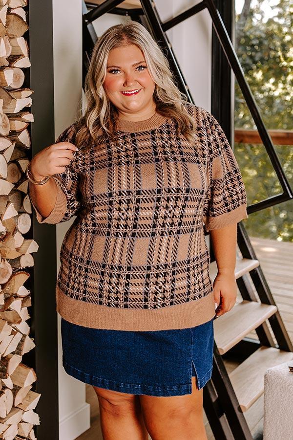 So Charmed Plaid Knit Top Curves Product Image