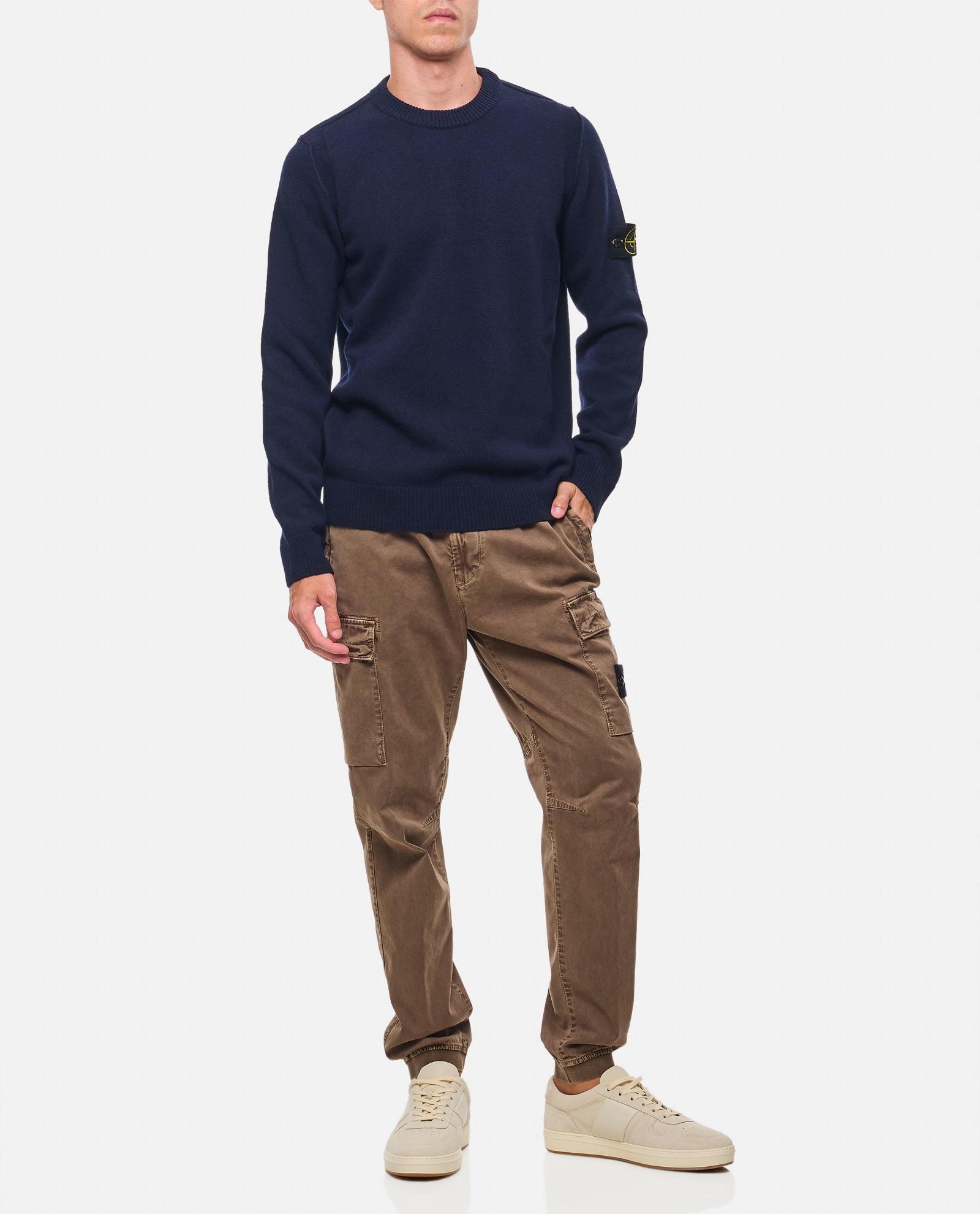 STONE ISLAND Crew Neck Sweater 508a3 In Wool In Blue Product Image