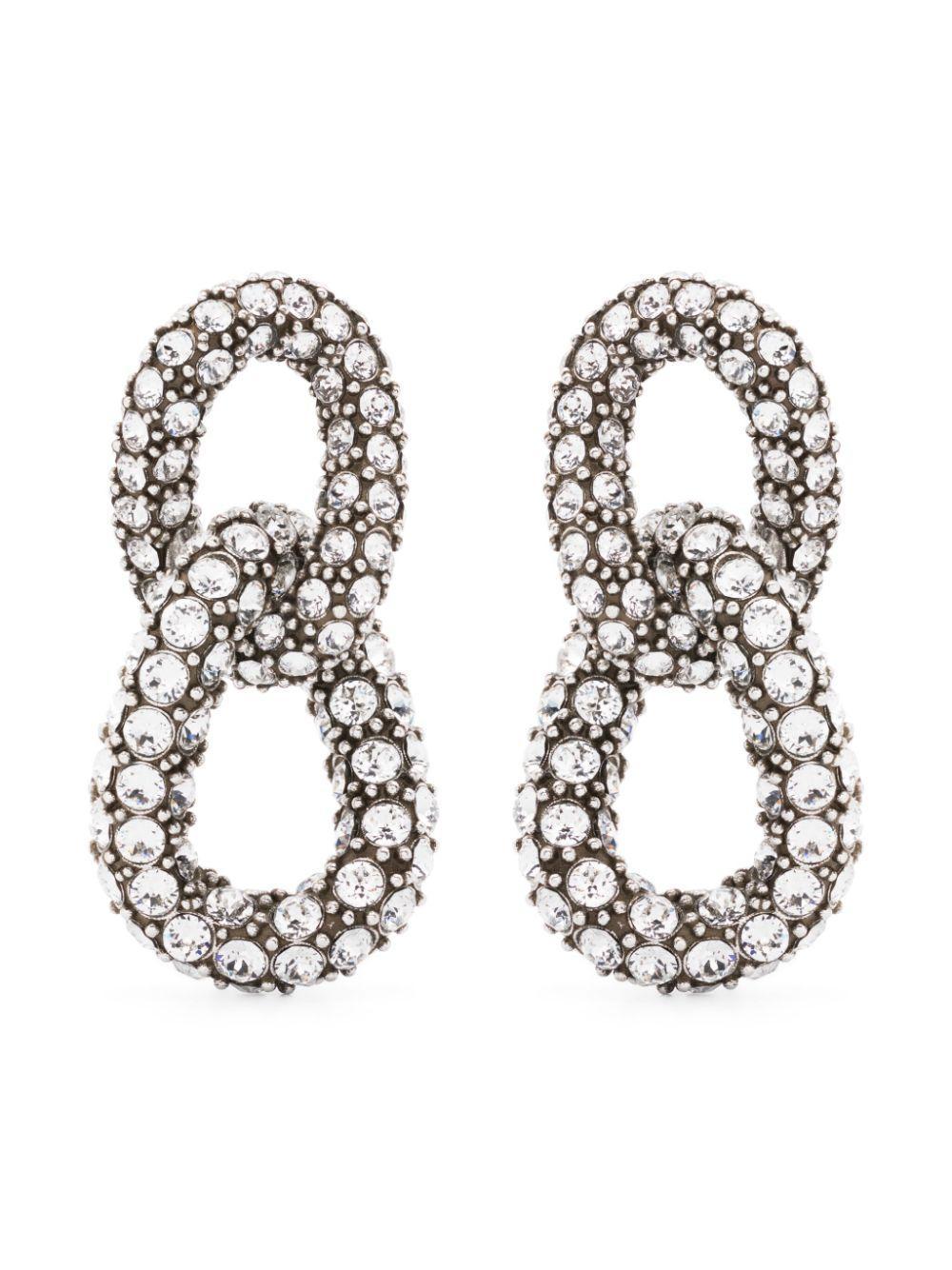 ISABEL MARANT Funky Ring Crystal-embellished Earrings In Silver Product Image