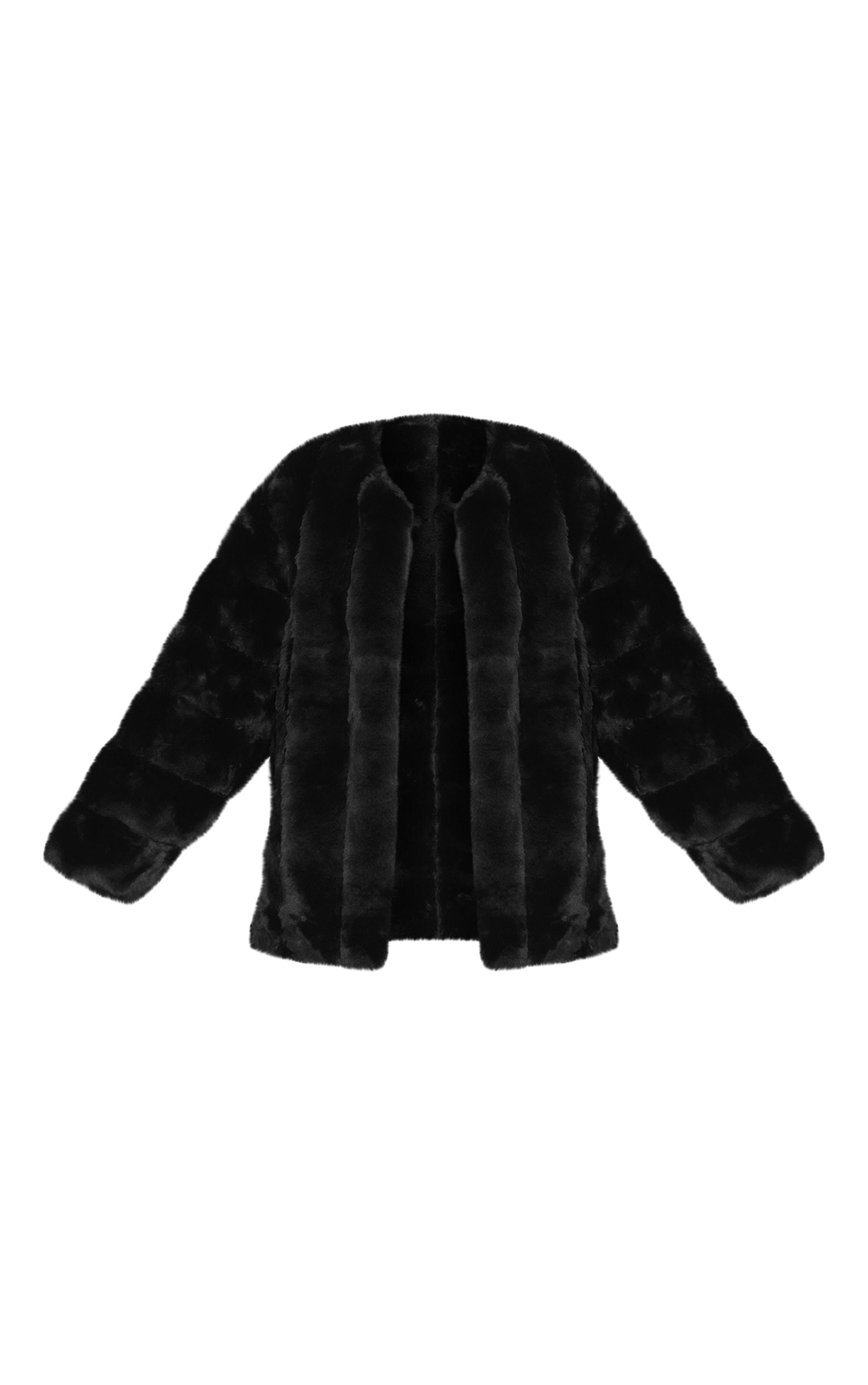  Black Faux Fur Bubble Vertical Coat Product Image