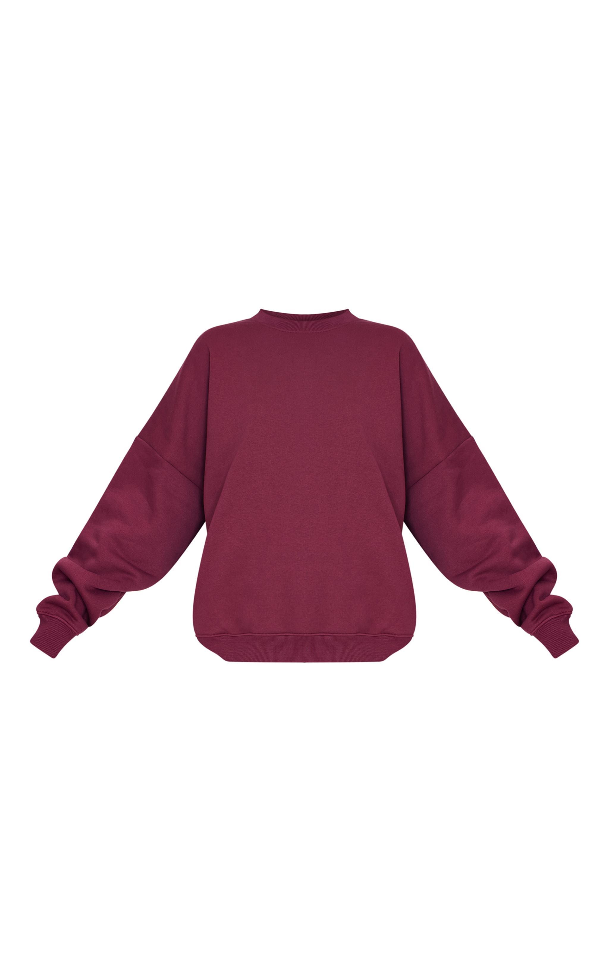 Burgundy Oversized Long Sleeve Sweatshirt Product Image