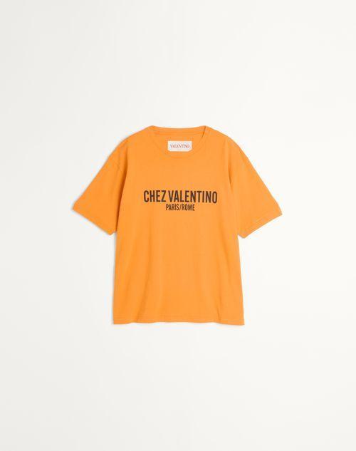 COTTON T-SHIRT WITH CHEZ VALENTINO PRINT Product Image