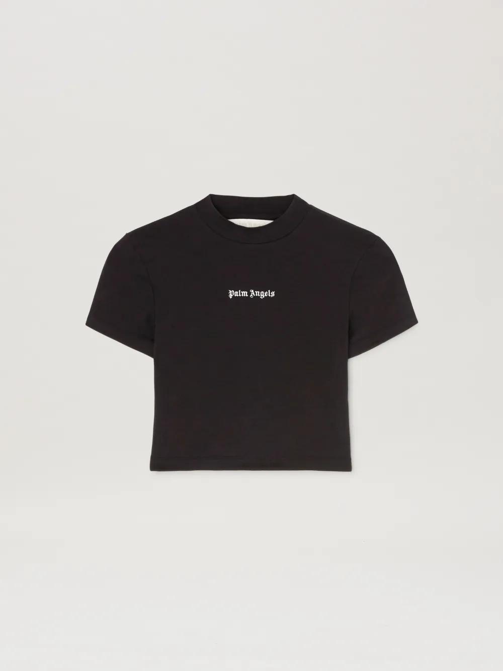 Classic logo Baby Tee in  1003 black - off white  - Palm Angels® Official  Product Image