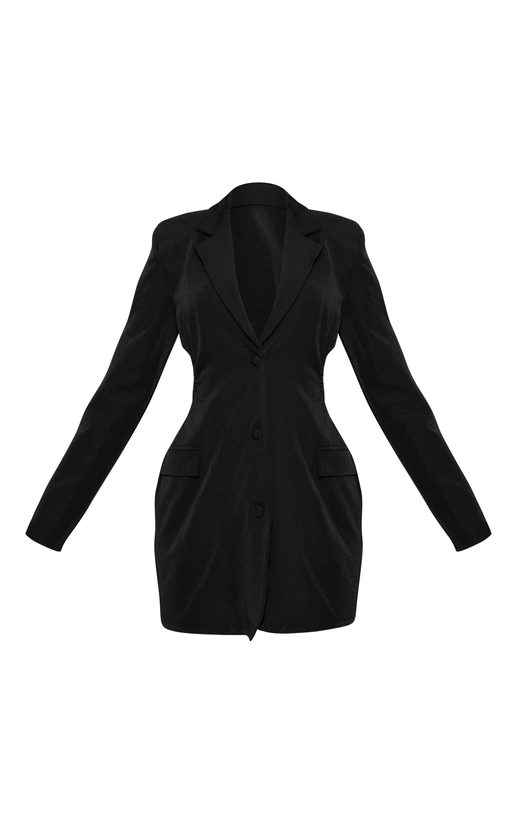 Black Cut Out Backless Blazer Dress Product Image