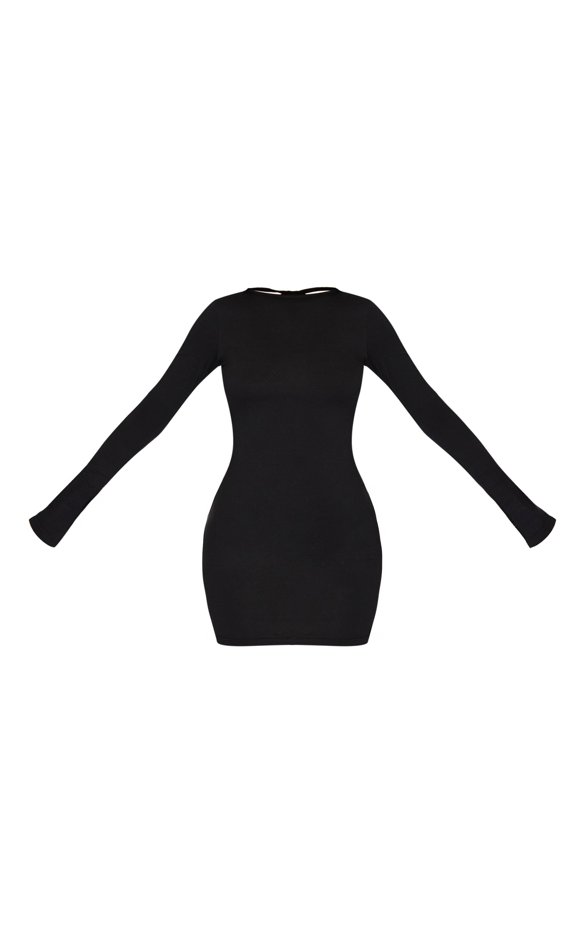 Tall Black Cotton Tie Scoop Back Mini Dress Product Image