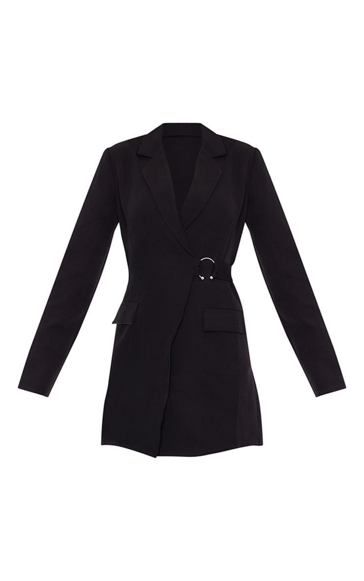 Black Ring Detail Wrap Blazer Dress Product Image