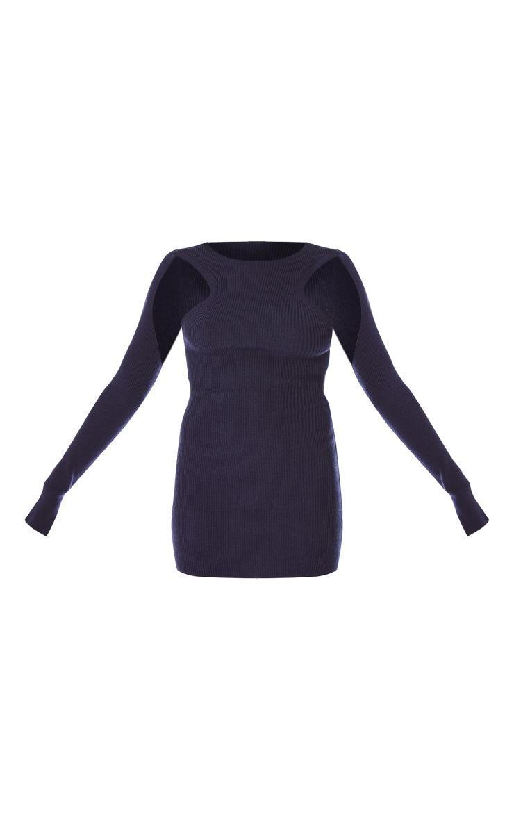 PLT Label Navy Knitted Cut Out Detail Mini Dress Product Image