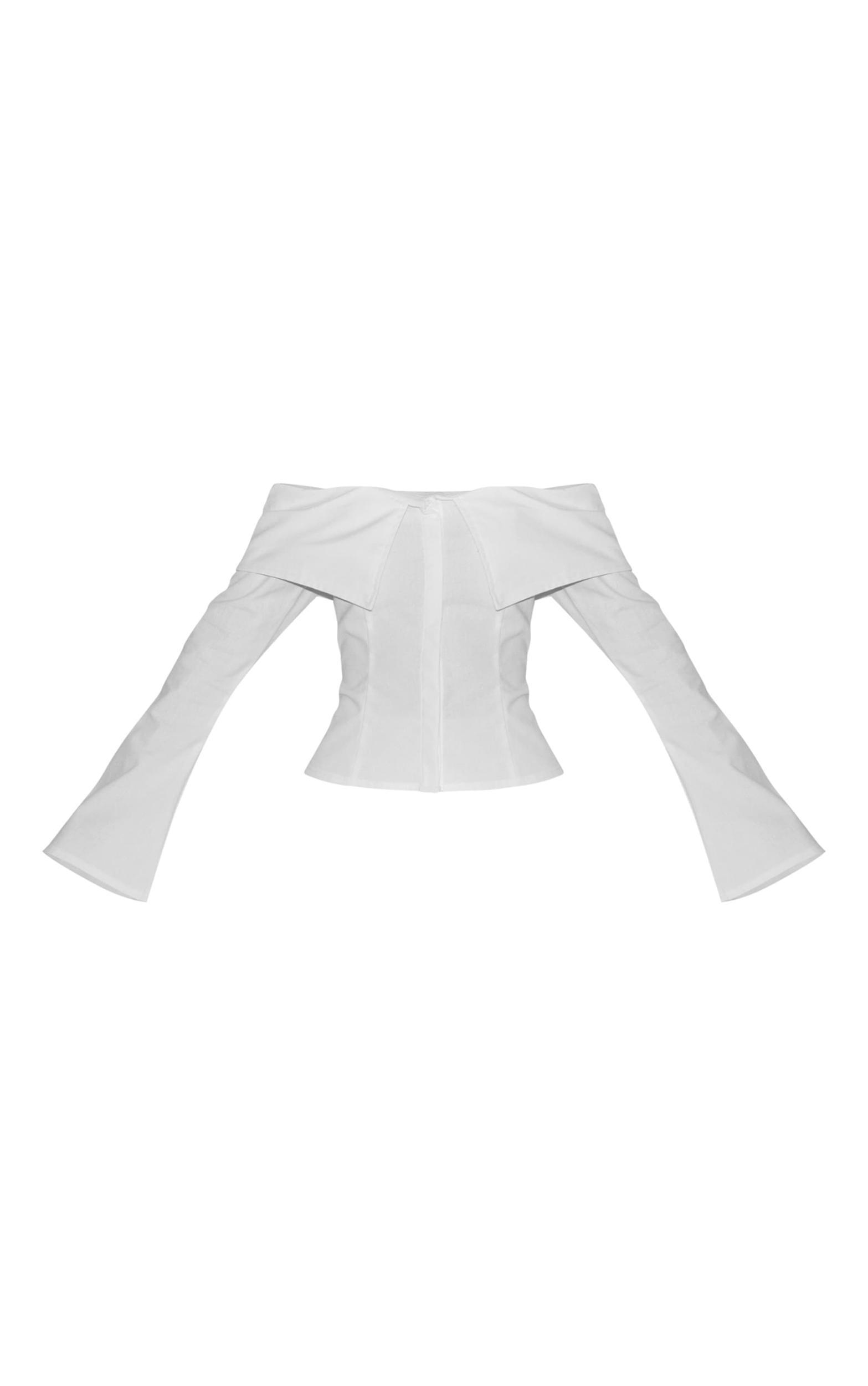 White Bardot Foldover Long Sleeve Top Product Image