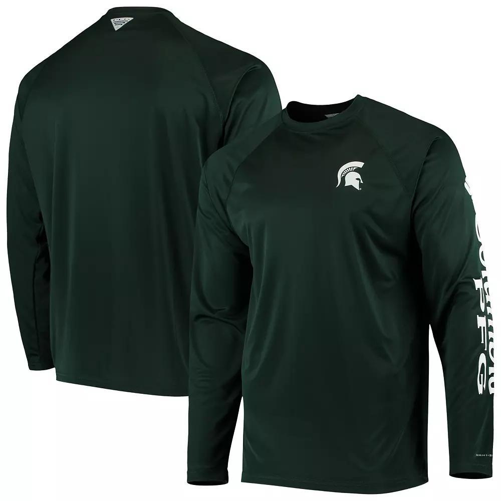 Men's Columbia PFG Green Michigan State Spartans Terminal Tackle Omni-Shade Long Sleeve T-Shirt,  Product Image