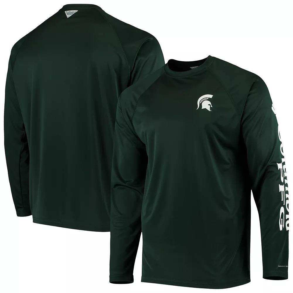 Men's Columbia PFG Green Michigan State Spartans Terminal Tackle Omni-Shade Long Sleeve T-Shirt,  Product Image