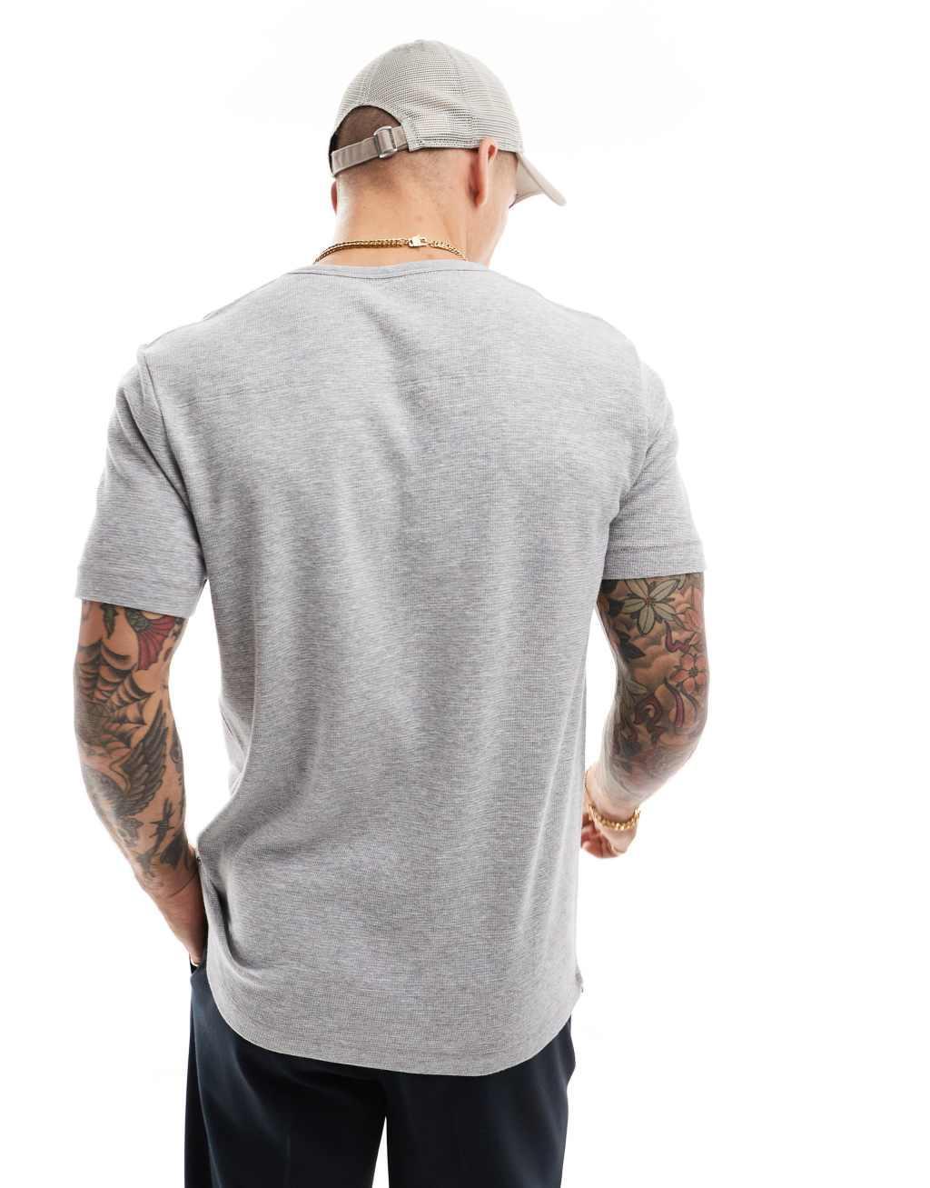 French Connection waffle pocket t-shirt in heather gray Product Image