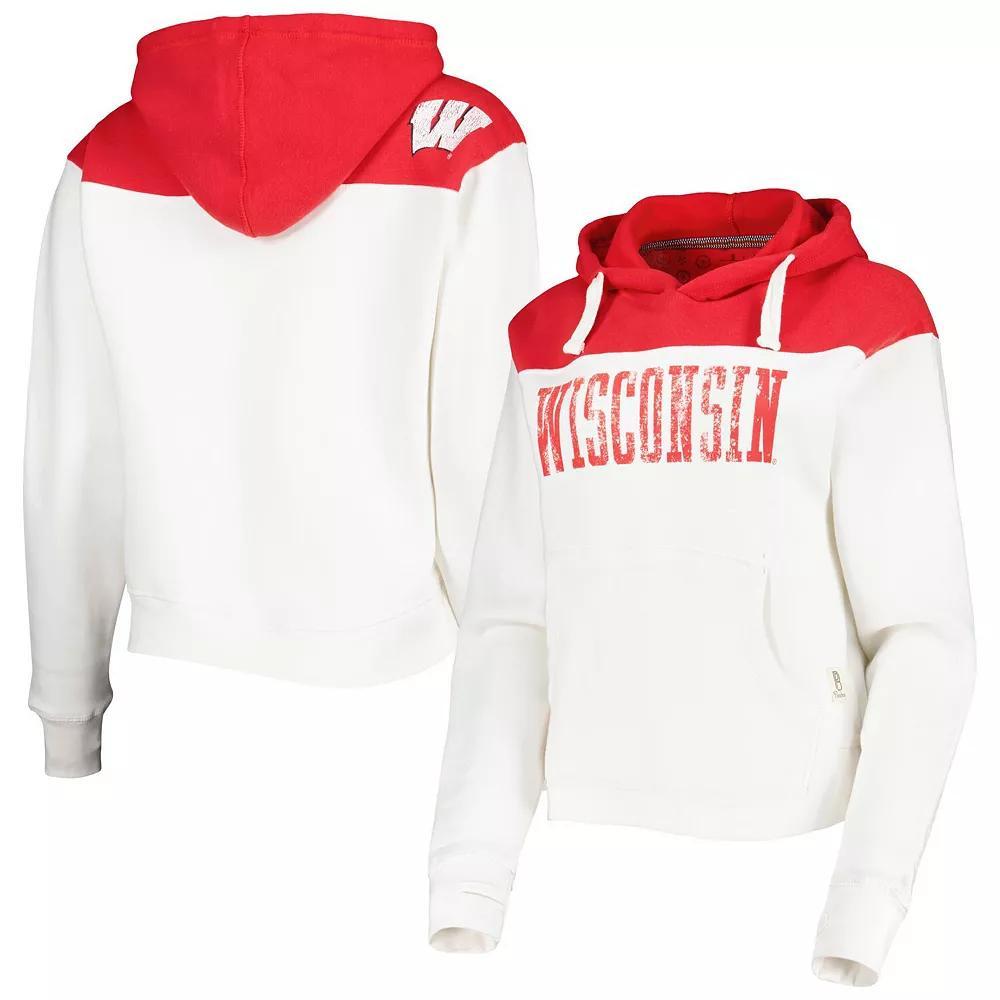 Womens Pressbox /Red Wisconsin Badgers Chicago 2-Hit Yoke Pullover Hoodie Product Image