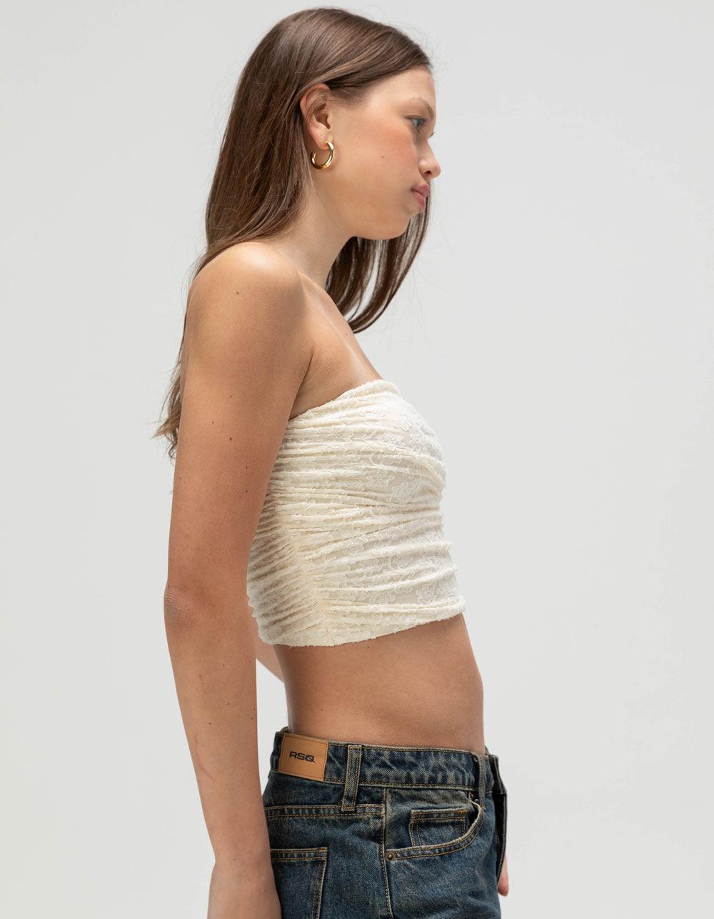 FULL TILT Texture Cinch Womens Tube Top - CREAM Product Image