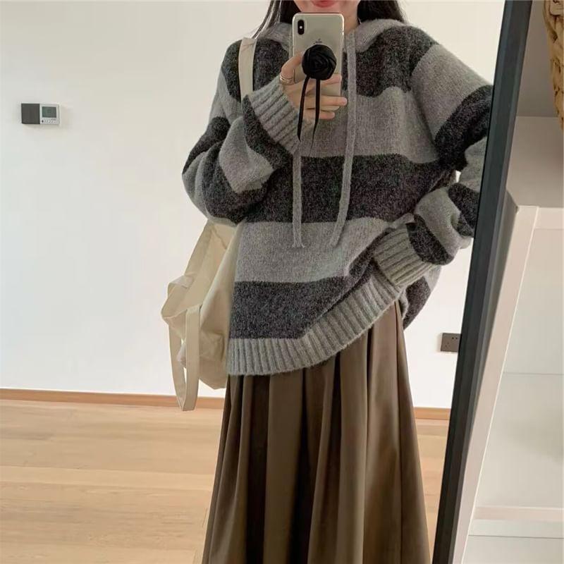 Striped Hood Sweater Product Image