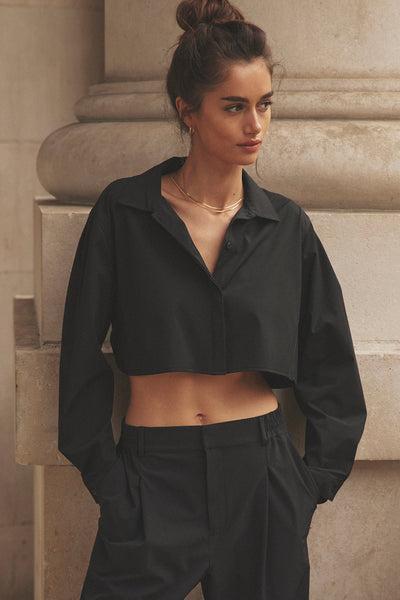 Cropped Take Me Out Button Up - Black Product Image