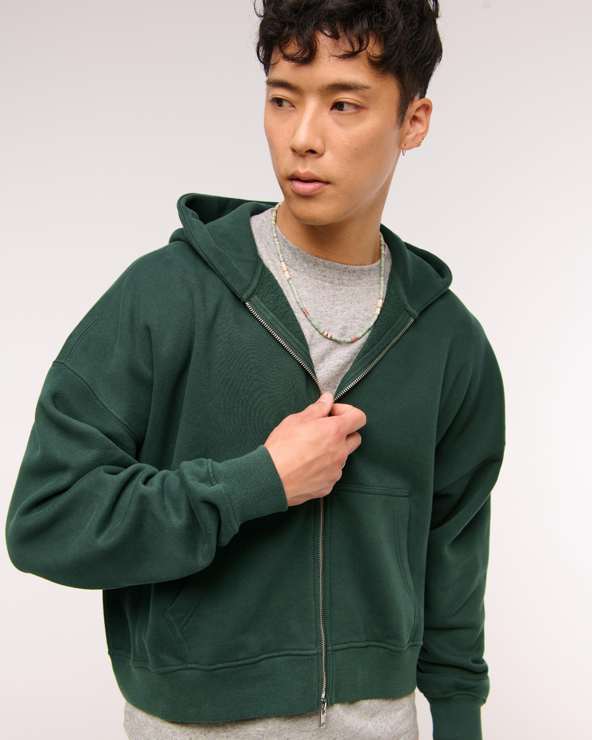 Cropped Essential Full-Zip Hoodie Product Image
