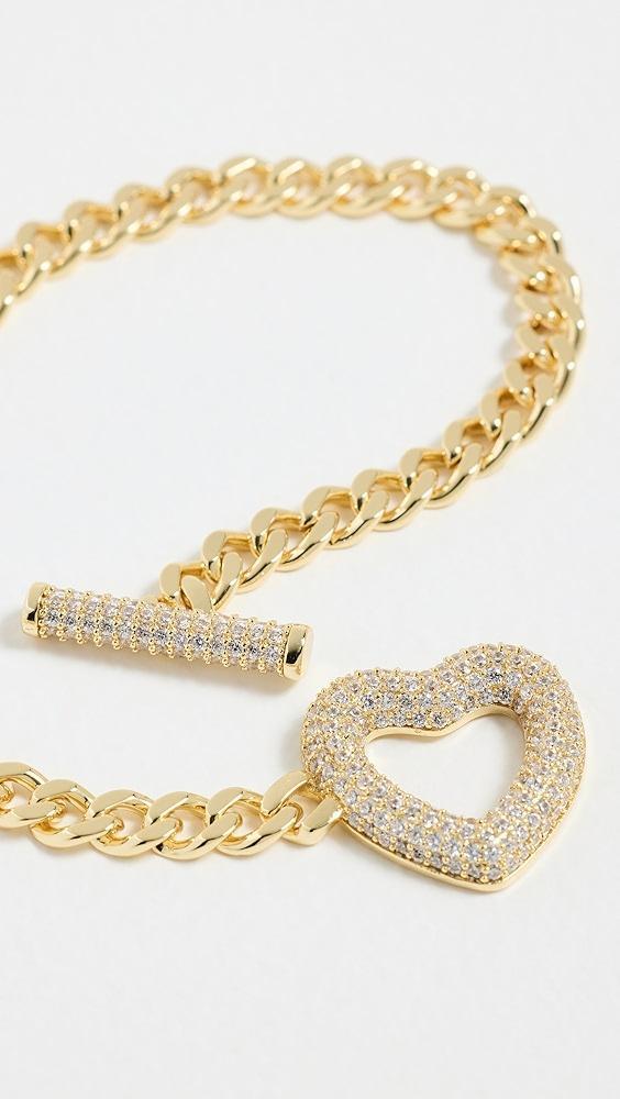 By Adina Eden Pave Heart Toggle Cuban Link Bracelet | Shopbop Product Image