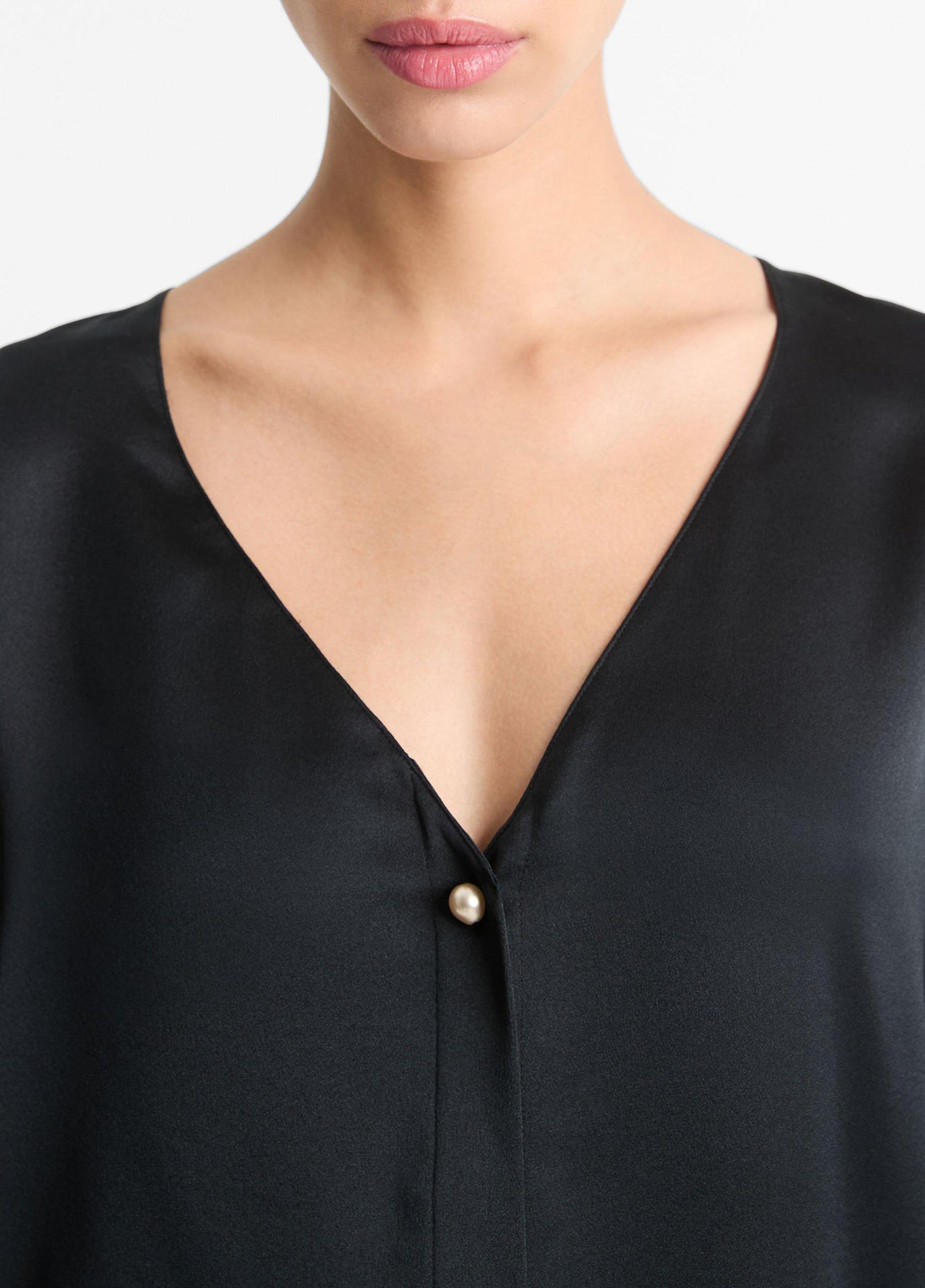 Pearl-Button Silk Blouse Product Image