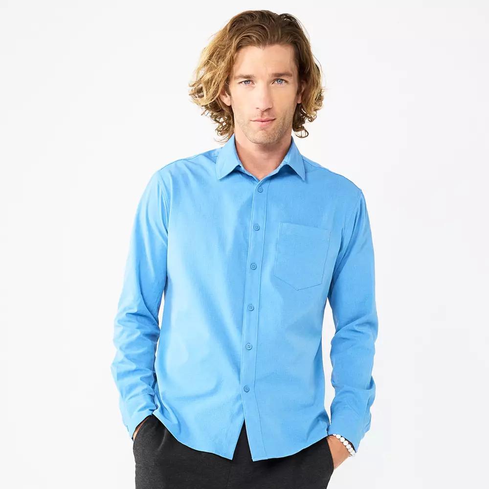 Men's Apt. 9® Slim Untucked-Fit Performance Long Sleeve Button-Down Shirt, Size: XL SLIM, Riviera Product Image