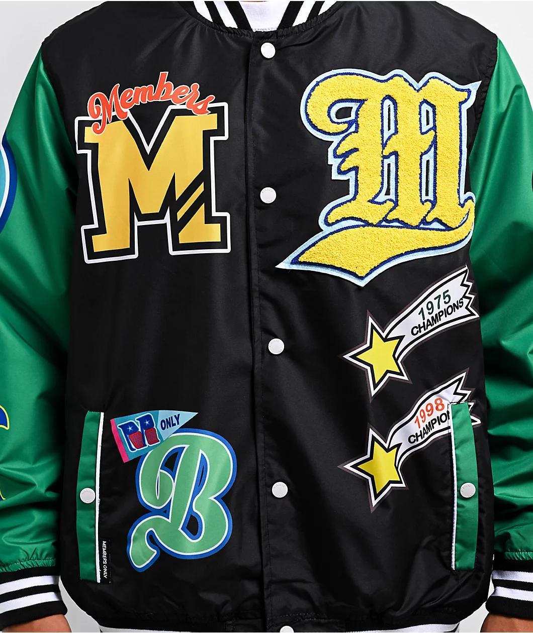 Members Only Black & Green Varsity Jacket Product Image