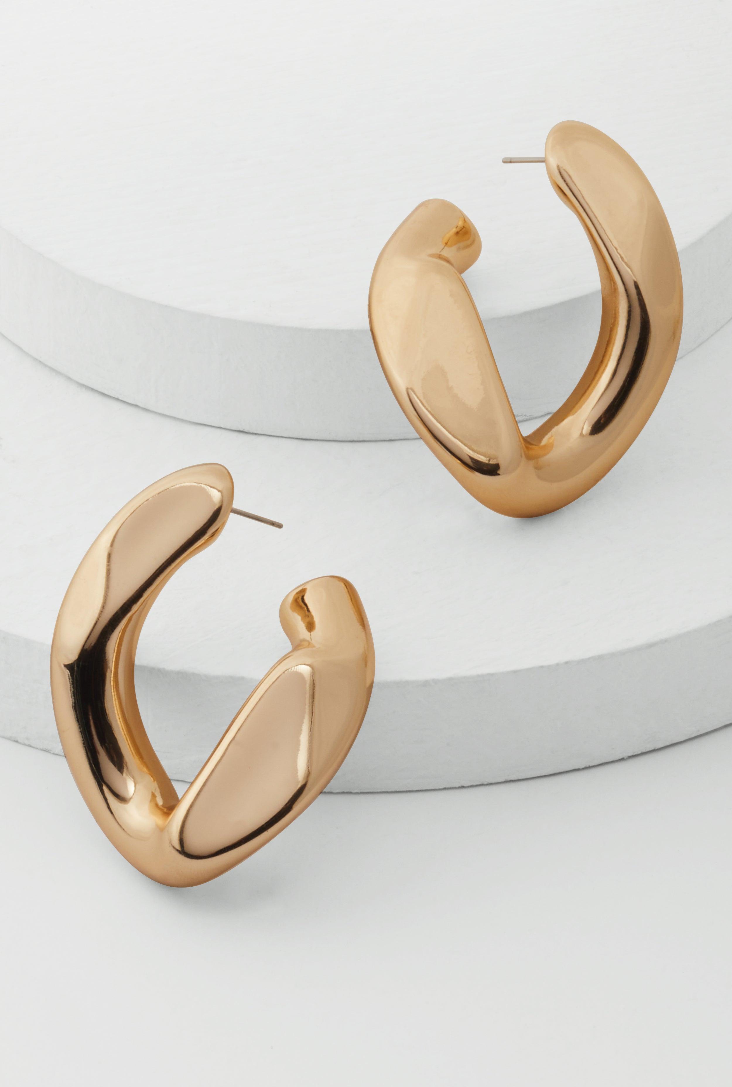 Womens Abstract Chunky Chain Hoop Earrings Product Image