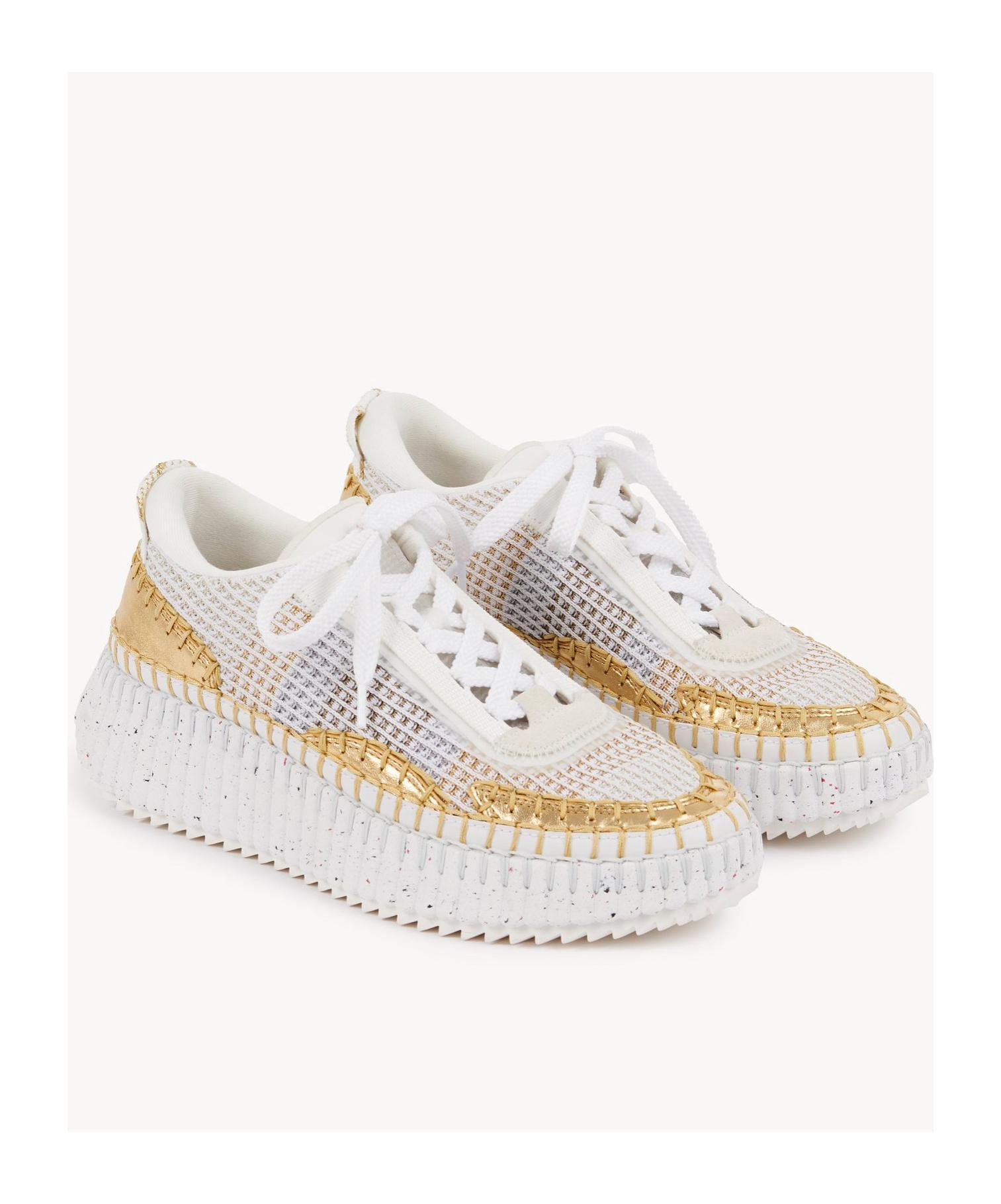 CHLOÉ Nama Mesh And Leather Platform Low-top Sneakers In Multicolor Product Image