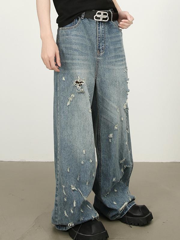 Men's Ripped Loose Jeans Product Image