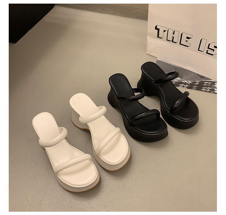 Platform Wedge Heel Slide Sandals Product Image