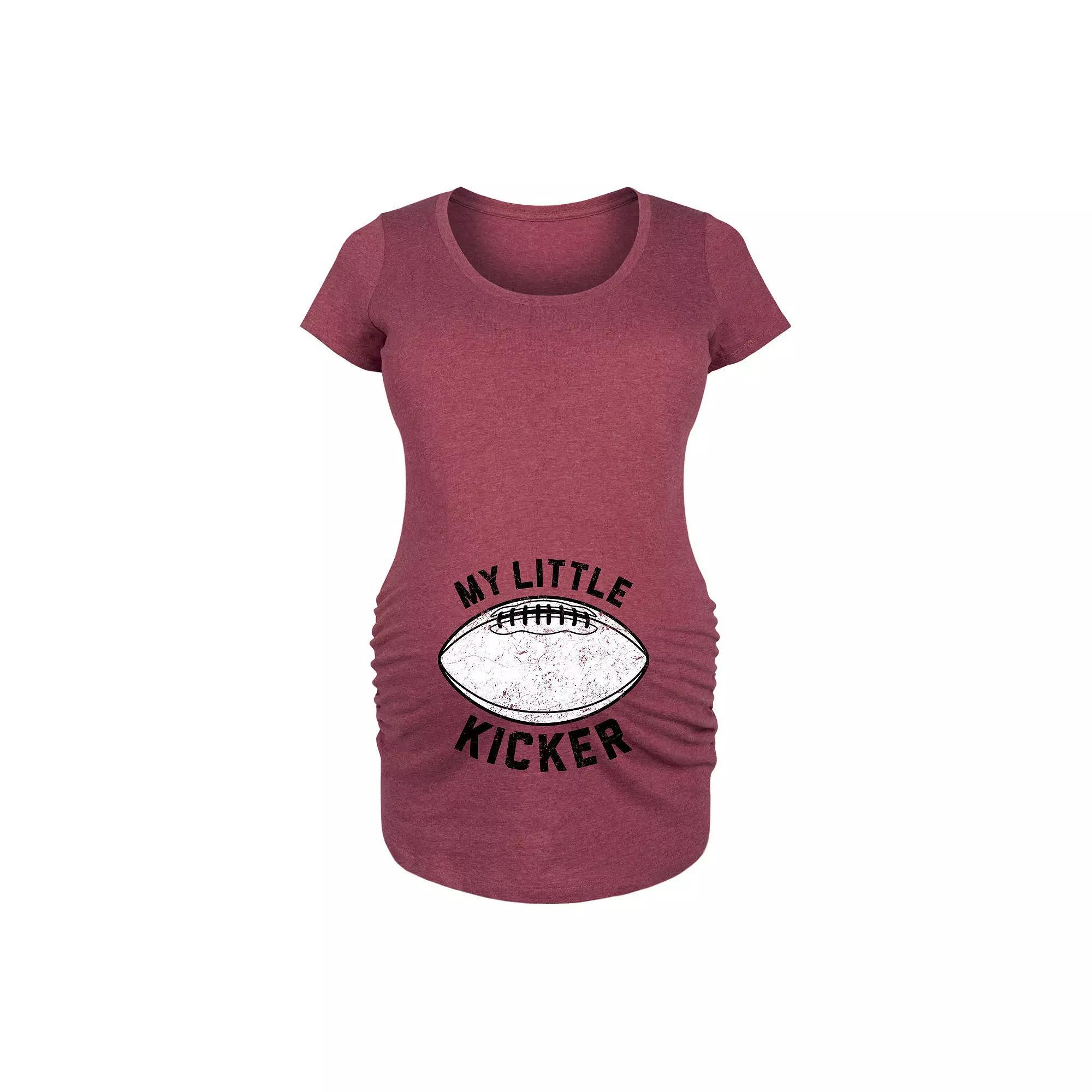 Maternity My Little Kicker Football Graphic Tee, Women's, Size: XXL-MAT, Grey Red Product Image