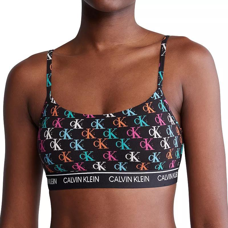 Womens Calvin Klein Archive Logo Lightly Lined Bralette QF7534 Gray Grey Product Image